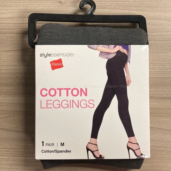 Hanes StyleEssentials Cotton Leggings Size Medium 8-10 Marble Heather Footless - Picture 1 of 5